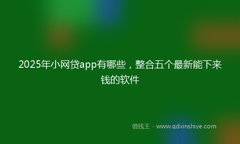 2025年小网贷app有哪些，整合五个最新能下来钱的软件