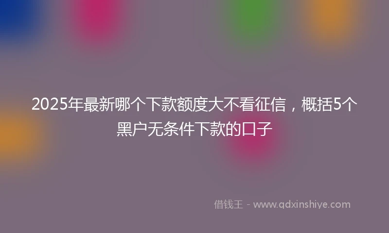 2025年最新哪个下款额度大不看征信，概括5个黑户无条件下款的口子