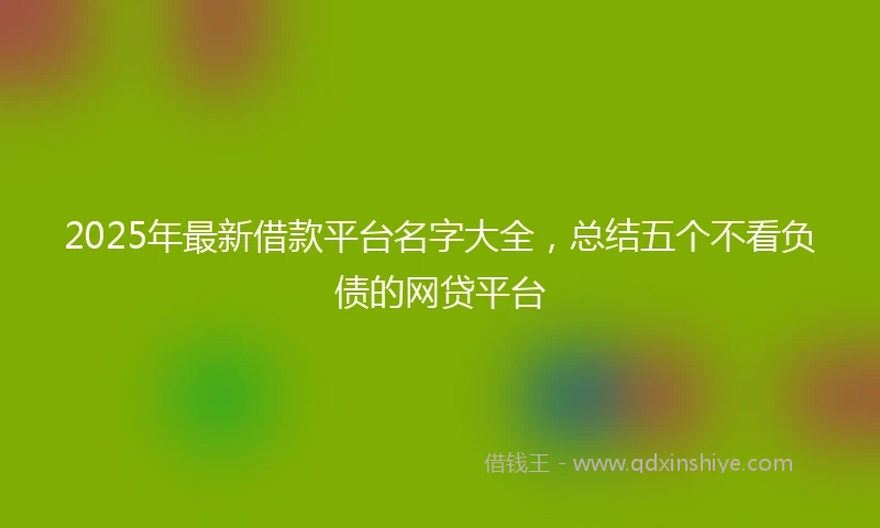 2025年最新借款平台名字大全，总结五个不看负债的网贷平台