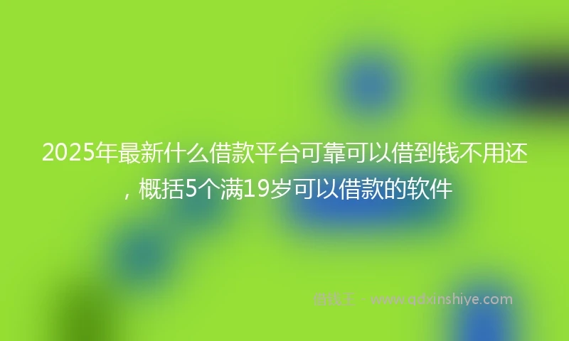 2025年最新什么借款平台可靠可以借到钱不用还，概括5个满19岁可以借款的软件