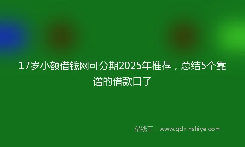 17岁小额借钱网可分期2025年推荐，总结5个靠谱的借款口子