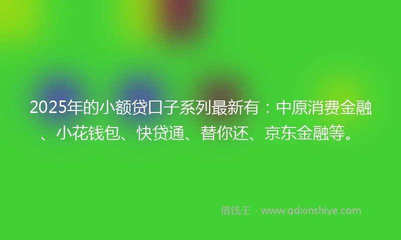 2025年的小额贷口子系列最新有：中原消费金融、小花钱包、快贷通、替你还、京东金融等。