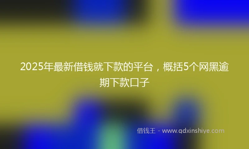 2025年最新借钱就下款的平台，概括5个网黑逾期下款口子
