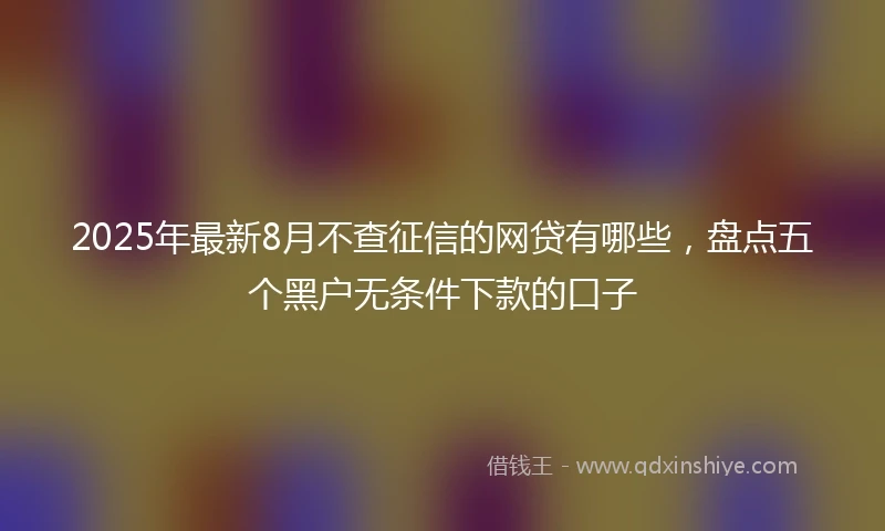 2025年最新8月不查征信的网贷有哪些，盘点五个黑户无条件下款的口子