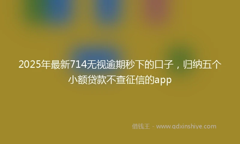 2025年最新714无视逾期秒下的口子，归纳五个小额贷款不查征信的app