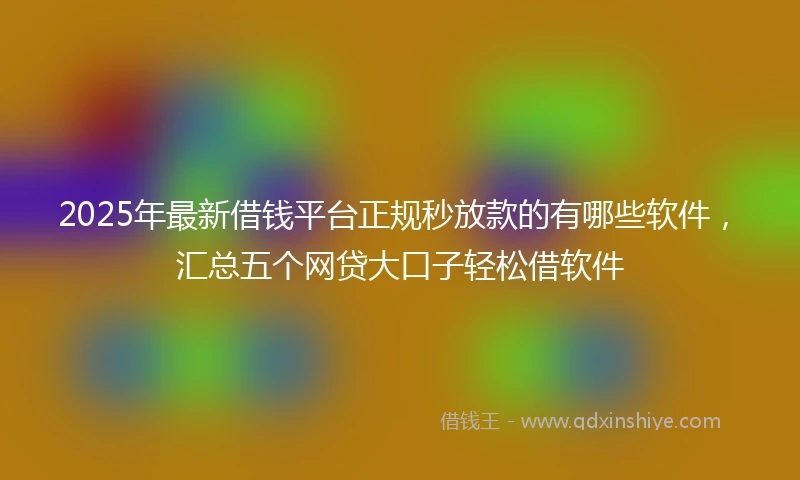2025年最新借钱平台正规秒放款的有哪些软件，汇总五个网贷大口子轻松借软件