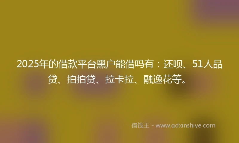 2025年的借款平台黑户能借吗有：还呗、51人品贷、拍拍贷、拉卡拉、融逸花等。