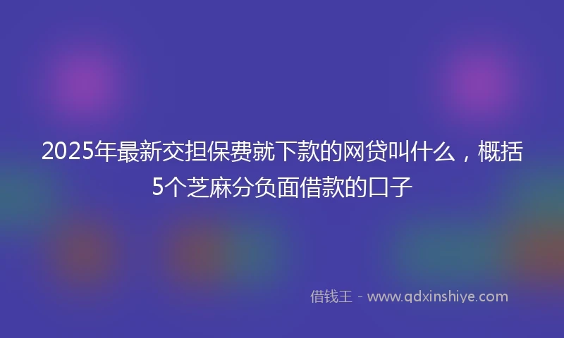 2025年最新交担保费就下款的网贷叫什么，概括5个芝麻分负面借款的口子