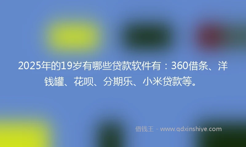 2025年的19岁有哪些贷款软件有：360借条、洋钱罐、花呗、分期乐、小米贷款等。