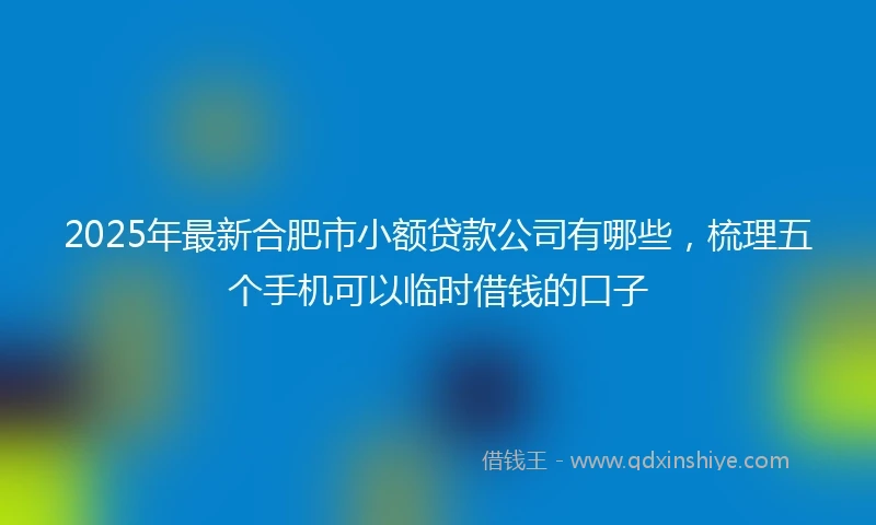 2025年最新合肥市小额贷款公司有哪些，梳理五个手机可以临时借钱的口子