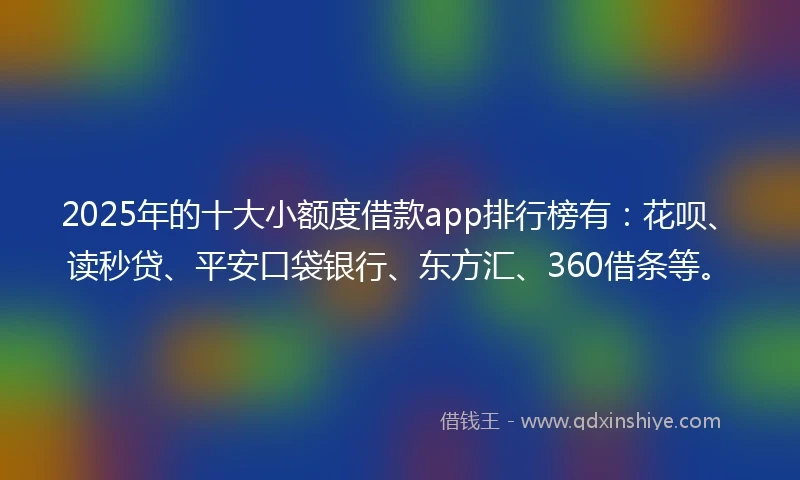 2025年的十大小额度借款app排行榜有：花呗、读秒贷、平安口袋银行、东方汇、360借条等。