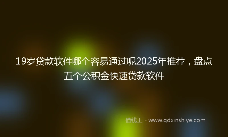 19岁贷款软件哪个容易通过呢2025年推荐，盘点五个公积金快速贷款软件