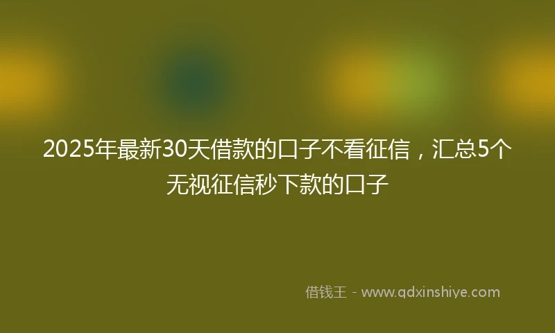 2025年最新30天借款的口子不看征信，汇总5个无视征信秒下款的口子