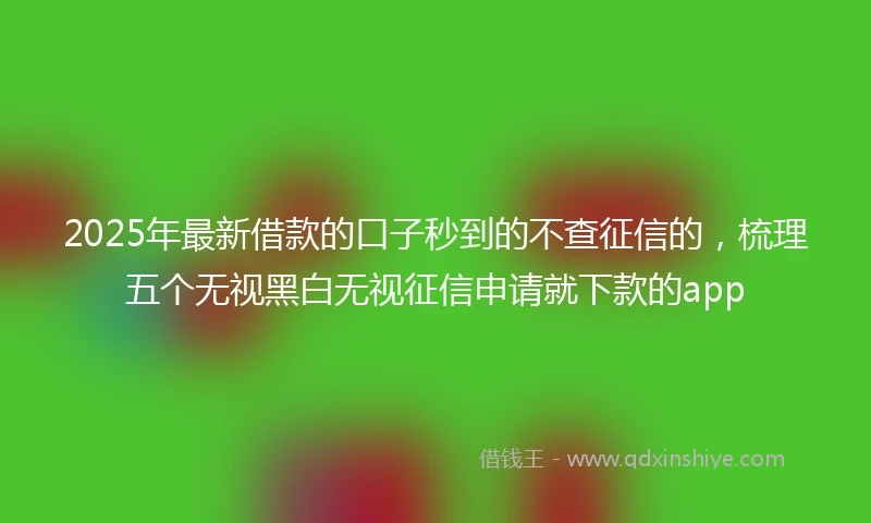 2025年最新借款的口子秒到的不查征信的，梳理五个无视黑白无视征信申请就下款的app