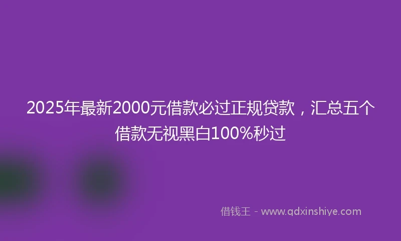 2025年最新2000元借款必过正规贷款，汇总五个借款无视黑白100%秒过