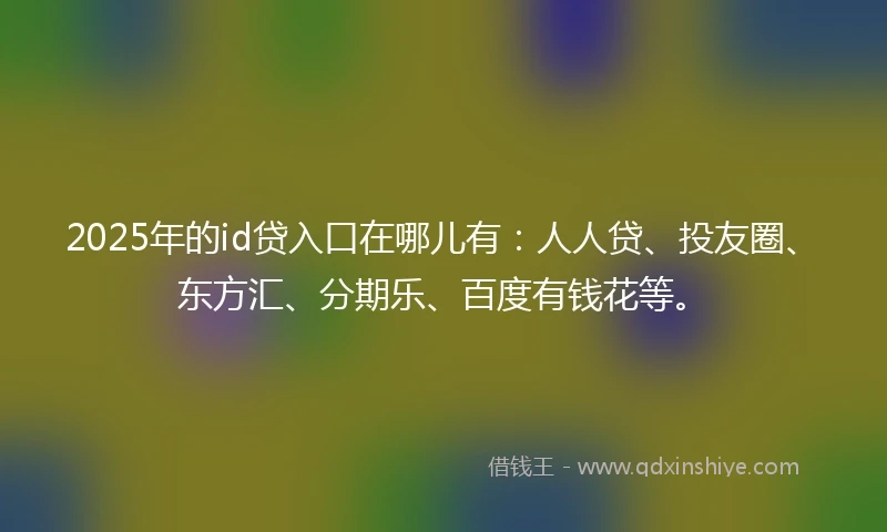 2025年的id贷入口在哪儿有：人人贷、投友圈、东方汇、分期乐、百度有钱花等。