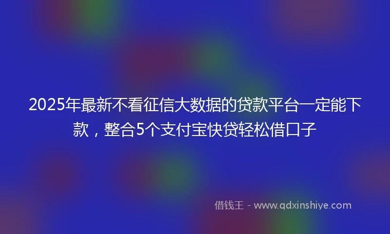 2025年最新不看征信大数据的贷款平台一定能下款，整合5个支付宝快贷轻松借口子