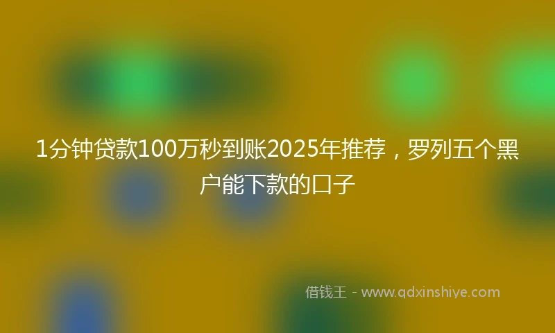 1分钟贷款100万秒到账2025年推荐，罗列五个黑户能下款的口子