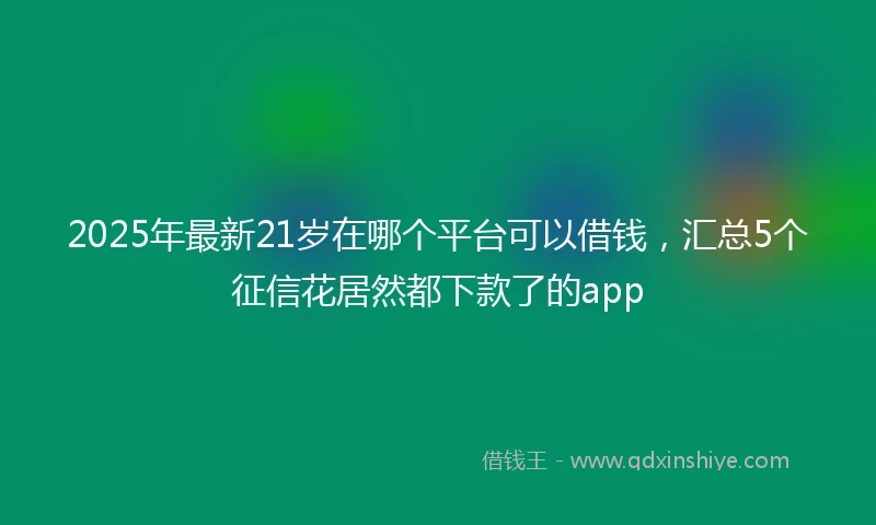 2025年最新21岁在哪个平台可以借钱，汇总5个征信花居然都下款了的app