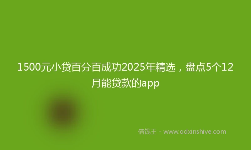 1500元小贷百分百成功2025年精选，盘点5个12月能贷款的app