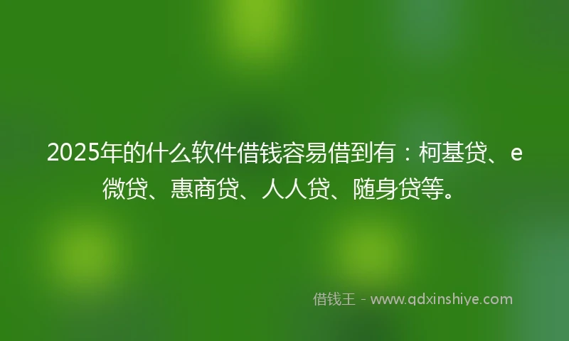 2025年的什么软件借钱容易借到有：柯基贷、e微贷、惠商贷、人人贷、随身贷等。