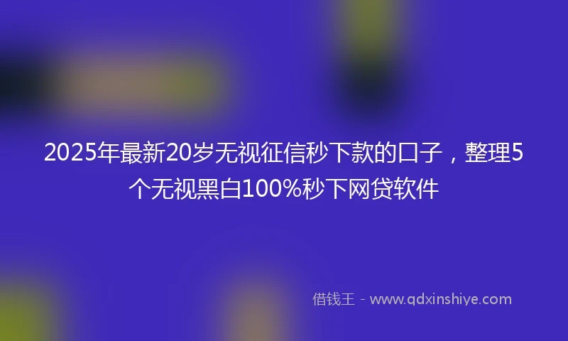 2025年最新20岁无视征信秒下款的口子，整理5个无视黑白100%秒下网贷软件