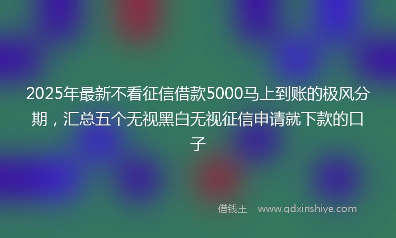 2025年最新不看征信借款5000马上到账的极风分期，汇总五个无视黑白无视征信申请就下款的口子