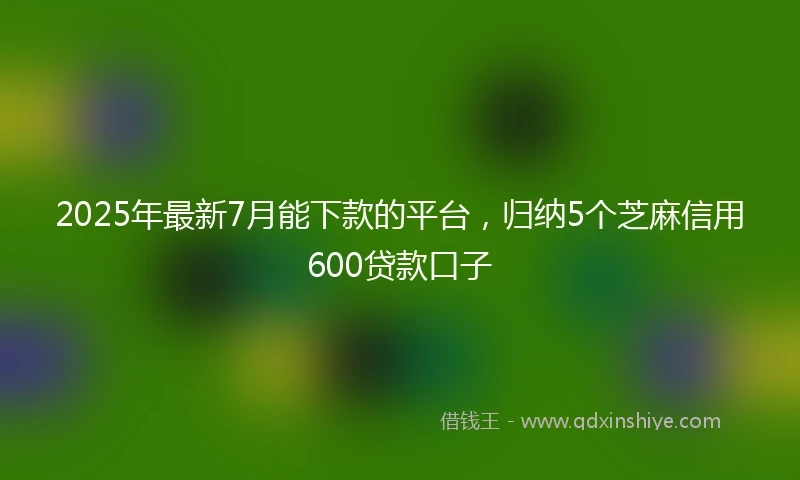 2025年最新7月能下款的平台，归纳5个芝麻信用600贷款口子