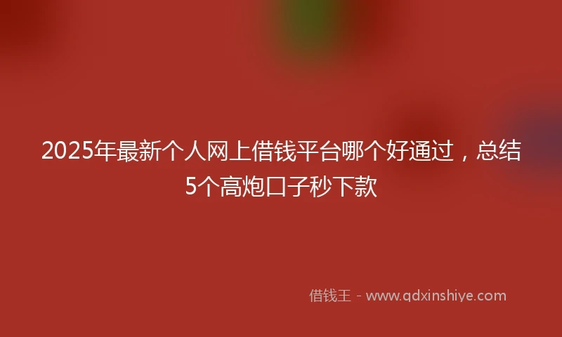 2025年最新个人网上借钱平台哪个好通过，总结5个高炮口子秒下款