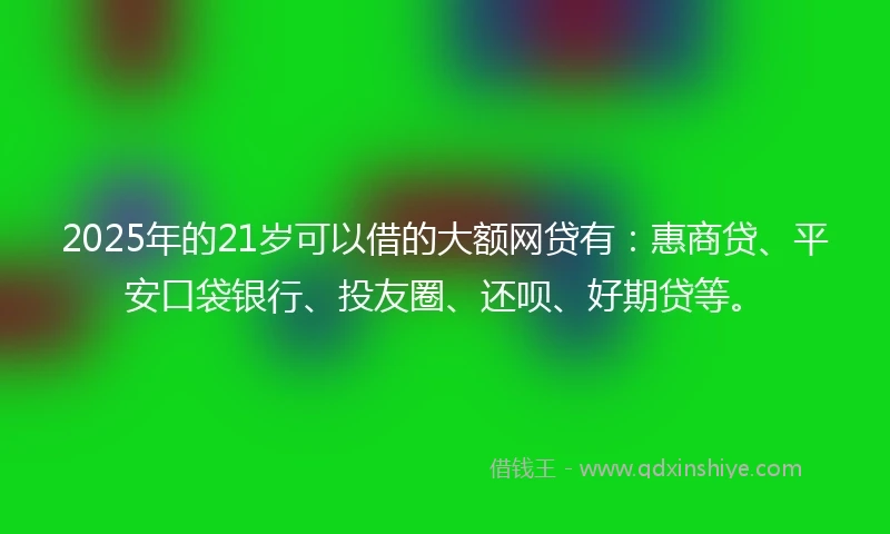 2025年的21岁可以借的大额网贷有：惠商贷、平安口袋银行、投友圈、还呗、好期贷等。