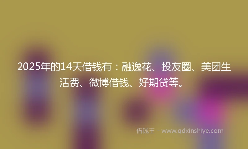 2025年的14天借钱有：融逸花、投友圈、美团生活费、微博借钱、好期贷等。