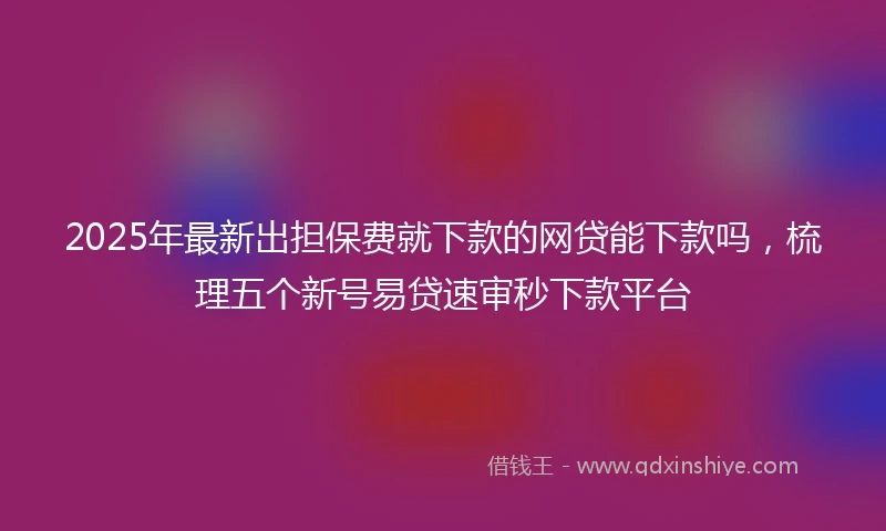 2025年最新出担保费就下款的网贷能下款吗，梳理五个新号易贷速审秒下款平台