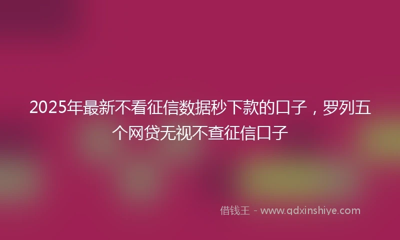 2025年最新不看征信数据秒下款的口子，罗列五个网贷无视不查征信口子