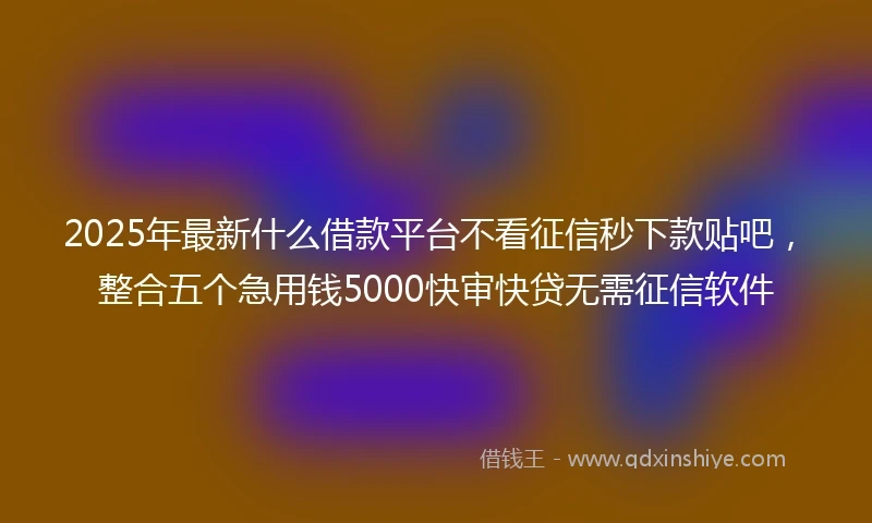 2025年最新什么借款平台不看征信秒下款贴吧，整合五个急用钱5000快审快贷无需征信软件