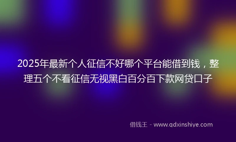2025年最新个人征信不好哪个平台能借到钱，整理五个不看征信无视黑白百分百下款网贷口子