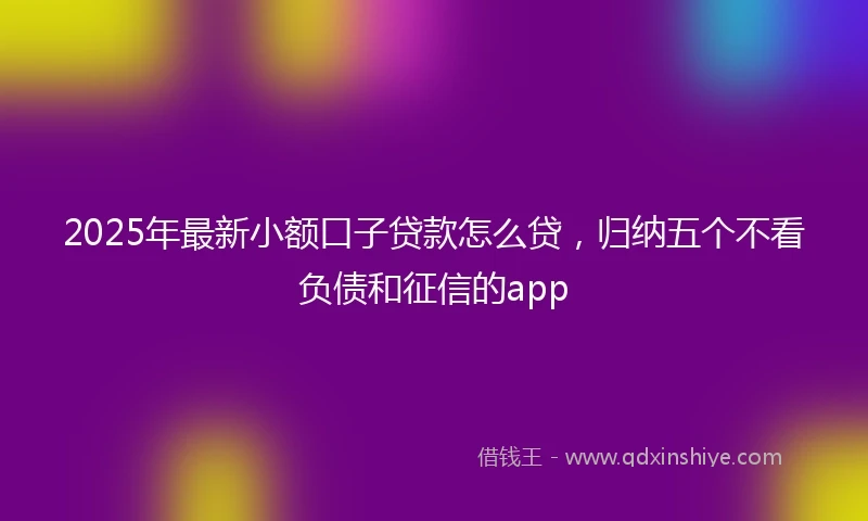 2025年最新小额口子贷款怎么贷，归纳五个不看负债和征信的app