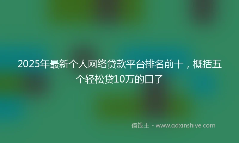 2025年最新个人网络贷款平台排名前十，概括五个轻松贷10万的口子