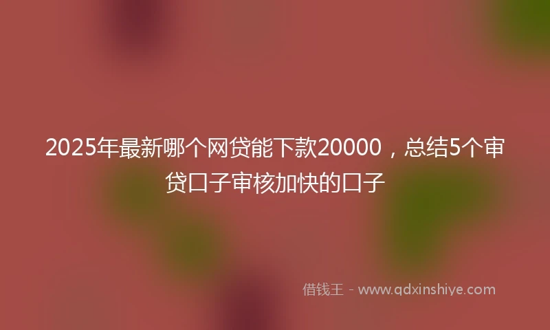 2025年最新哪个网贷能下款20000，总结5个审贷口子审核加快的口子