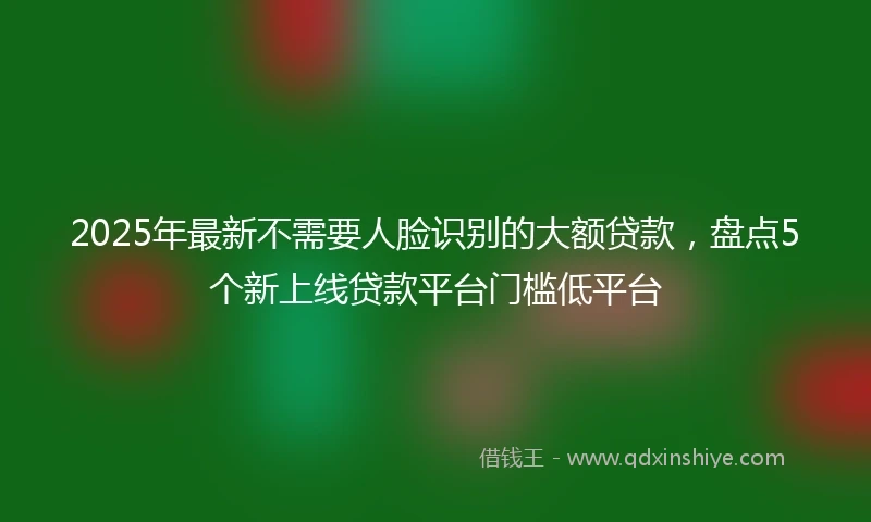 2025年最新不需要人脸识别的大额贷款，盘点5个新上线贷款平台门槛低平台