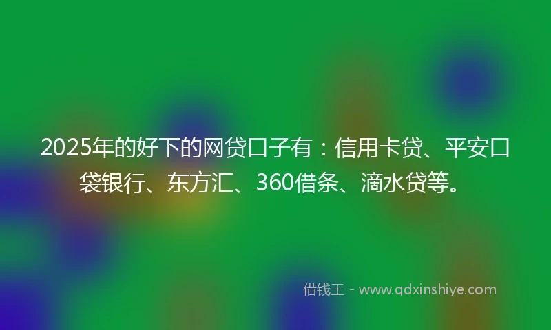 2025年的好下的网贷口子有：信用卡贷、平安口袋银行、东方汇、360借条、滴水贷等。