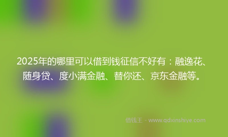 2025年的哪里可以借到钱征信不好有：融逸花、随身贷、度小满金融、替你还、京东金融等。