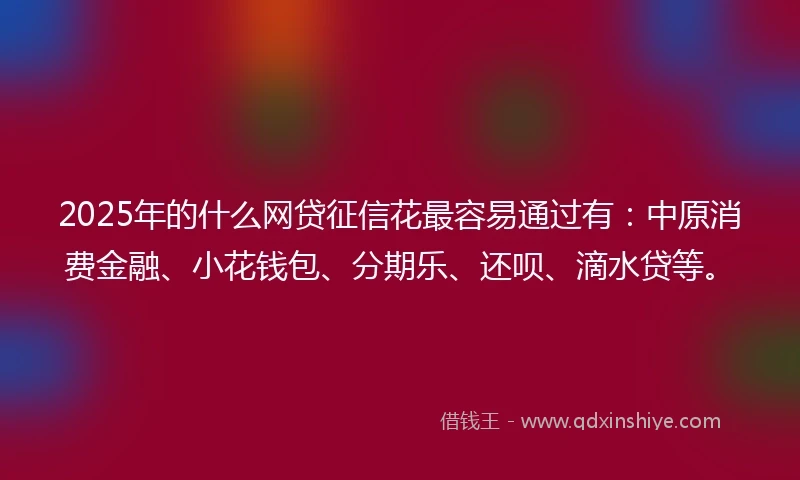 2025年的什么网贷征信花最容易通过有：中原消费金融、小花钱包、分期乐、还呗、滴水贷等。