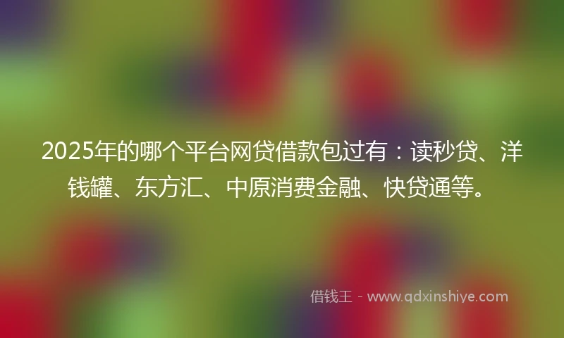 2025年的哪个平台网贷借款包过有：读秒贷、洋钱罐、东方汇、中原消费金融、快贷通等。