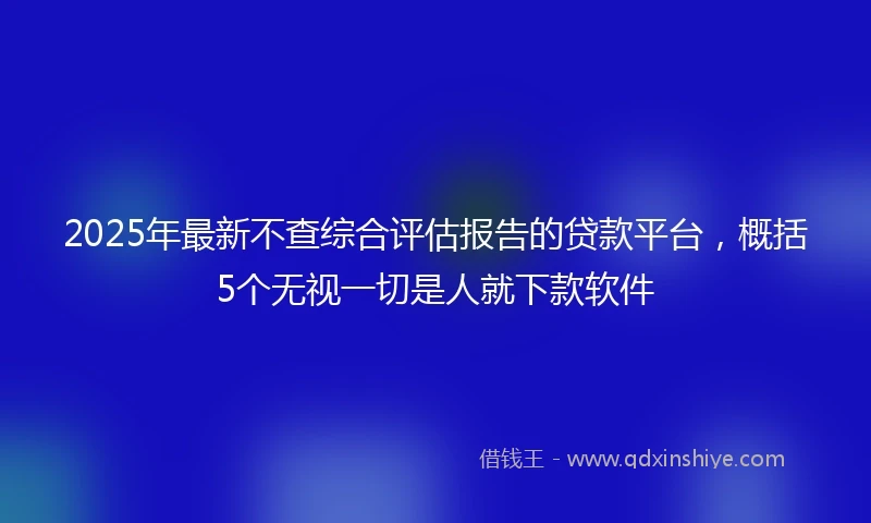 2025年最新不查综合评估报告的贷款平台，概括5个无视一切是人就下款软件