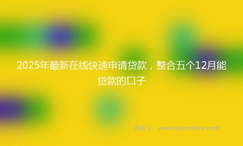 2025年最新在线快速申请贷款，整合五个12月能贷款的口子