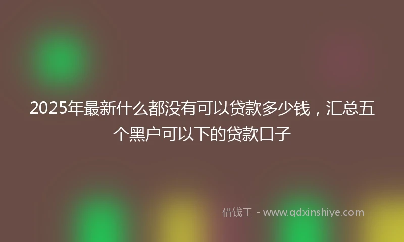 2025年最新什么都没有可以贷款多少钱，汇总五个黑户可以下的贷款口子