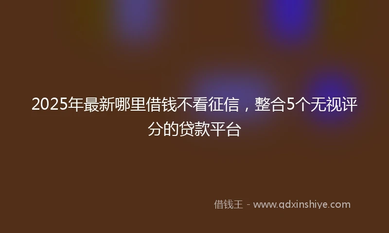 2025年最新哪里借钱不看征信，整合5个无视评分的贷款平台