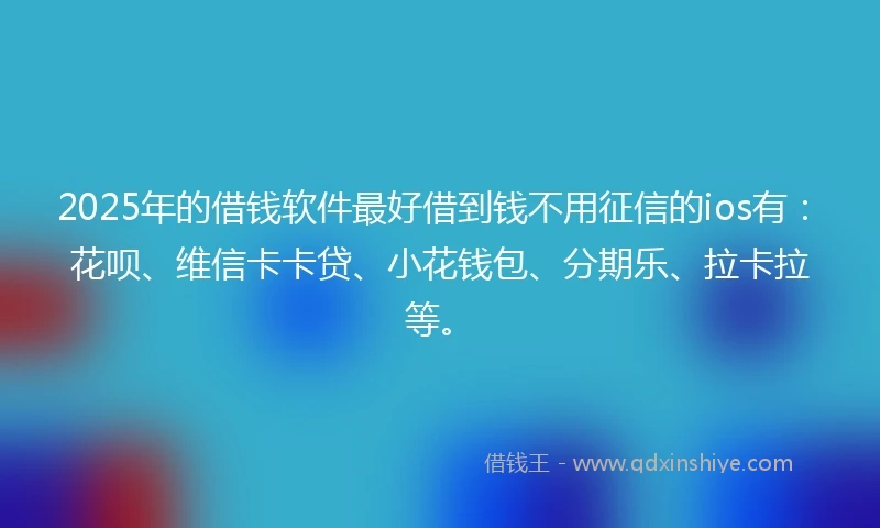 2025年的借钱软件最好借到钱不用征信的ios有：花呗、维信卡卡贷、小花钱包、分期乐、拉卡拉等。
