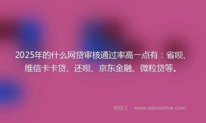 2025年的什么网贷审核通过率高一点有：省呗、维信卡卡贷、还呗、京东金融、微粒贷等。