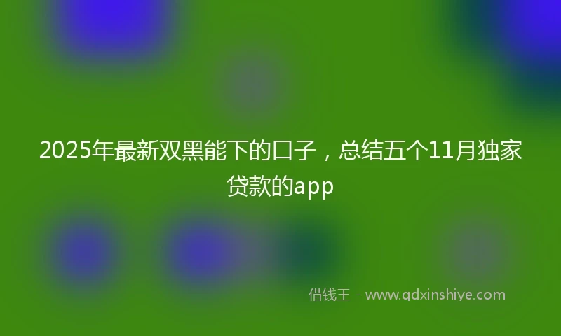 2025年最新双黑能下的口子，总结五个11月独家贷款的app